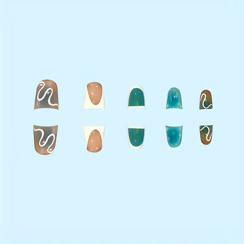 Künstlerisches abstraktes Press-On-Nageldesign Karnz
