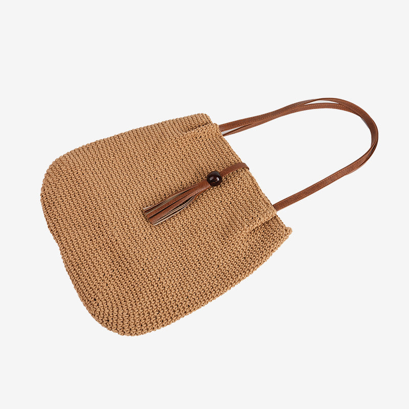 Damen Handgefertigte Shopper Tasche mit dekorativem Quastendetail Karnz