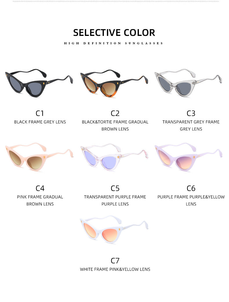 Damen Cat-Eye Sonnenbrille mit verspiegelten Gläsern und elegantem Detail Karnz