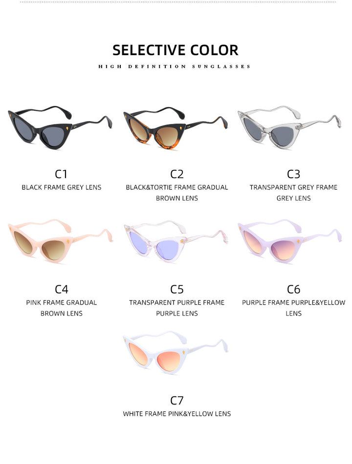 Damen Cat-Eye Sonnenbrille mit verspiegelten Gläsern und elegantem Detail Karnz