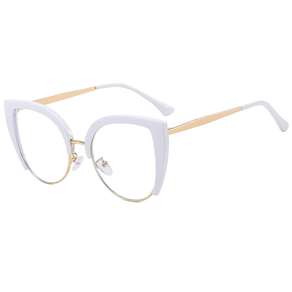 Damen Modische Cat-Eye Brille aus Kunststoff mit Metallakzenten Karnz