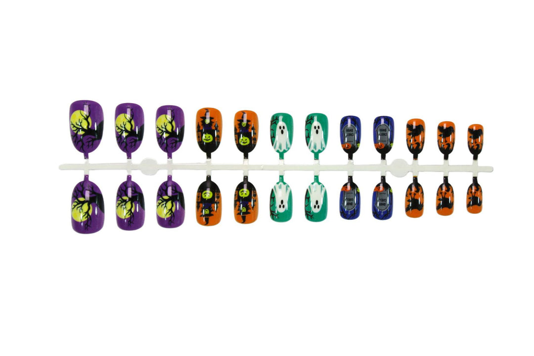 Halloween Kunstnagelset mit gruseligem Geister-, Kürbis- und Spinnenmuster Karnz