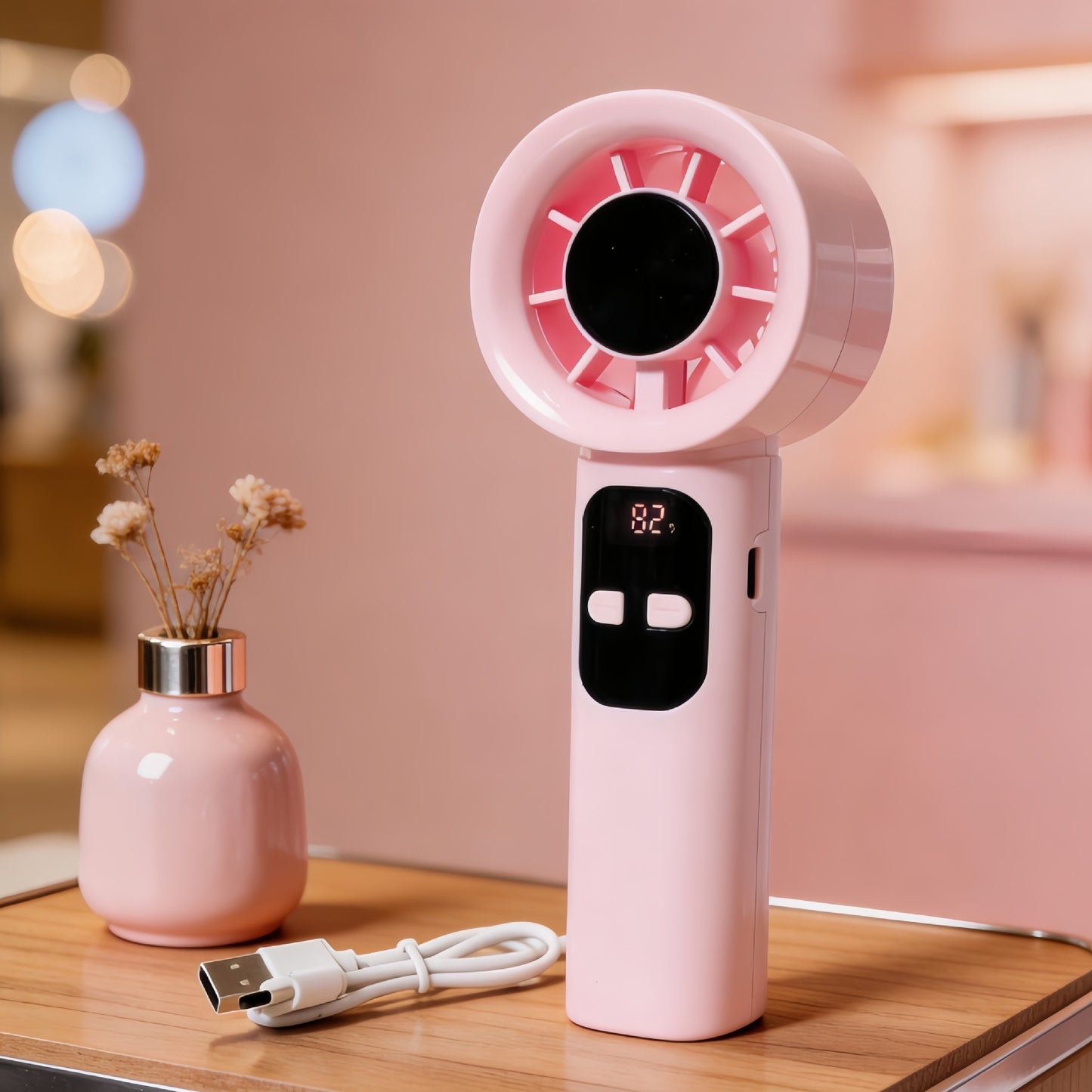 Damen Tragbarer Handventilator mit LCD-Display und USB-Anschluss Karnz