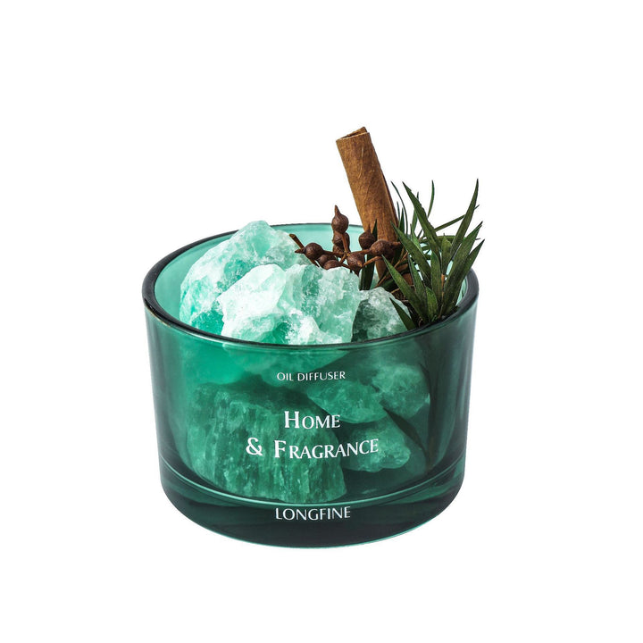 Glas Öl Diffusor Glas mit Himalaya-Salz-Kristall & botanischem Garnitur
