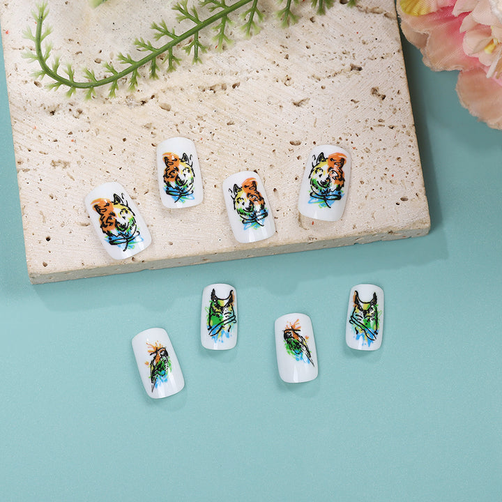 Kunstnägel Set mit künstlerischem Tiermotiv Karnz