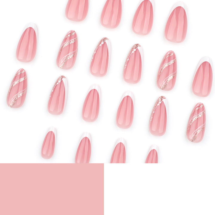 Elegante French-Tip Kunstnägel mit Glitzerakzenten Karnz