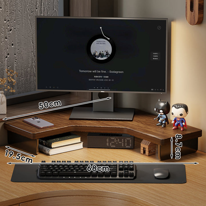 Eck-Desktop-Monitorständer mit integriertem Unterregal-Speicher und Kabelmanagement