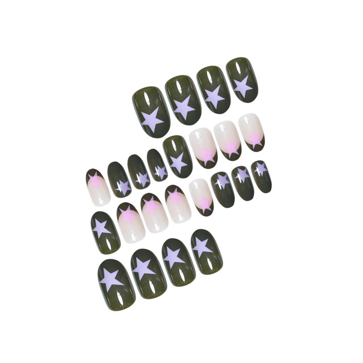 Stern-akzentuiertes kreatives Press-On-Nagelset Karnz