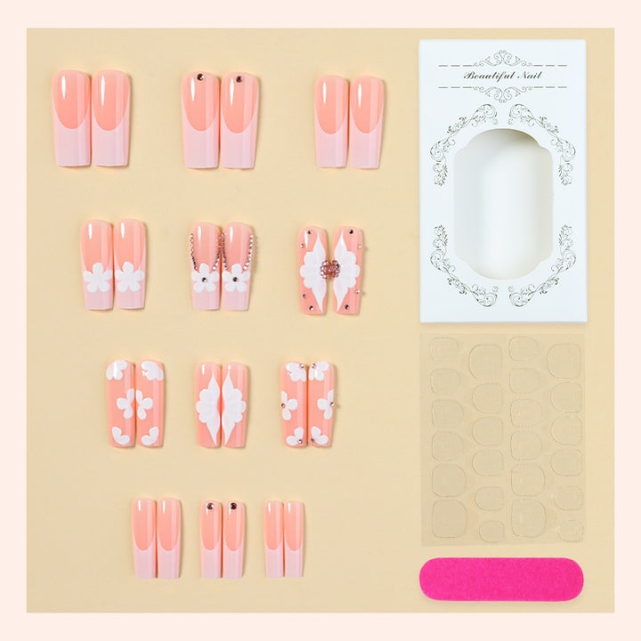 Florales Akzent Press-On Nagelkunst Kit Karnz