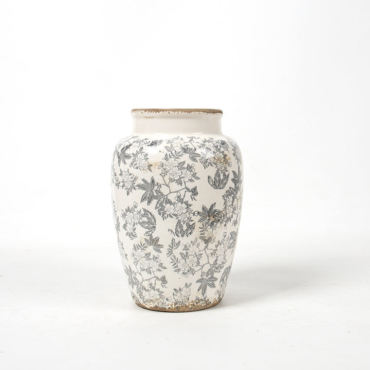 Florale Keramik Vase mit kunstvollem Design Karnz