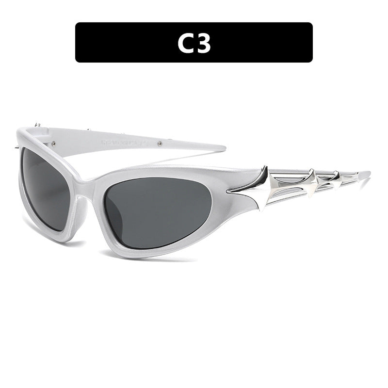 Damen futuristische Sonnenbrille mit einzigartigem Sternedesign Karnz