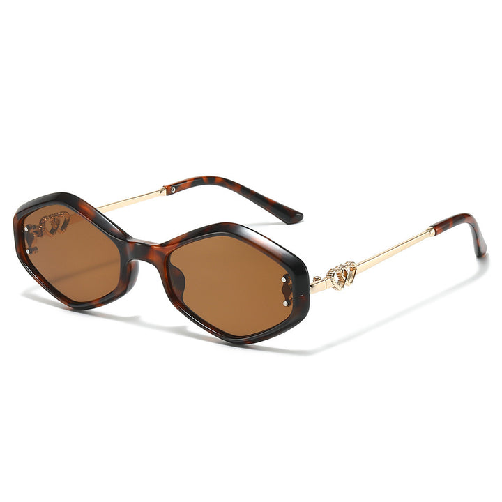 Geometrische Rahmen-Sonnenbrille mit Strass-Akzenten Karnz