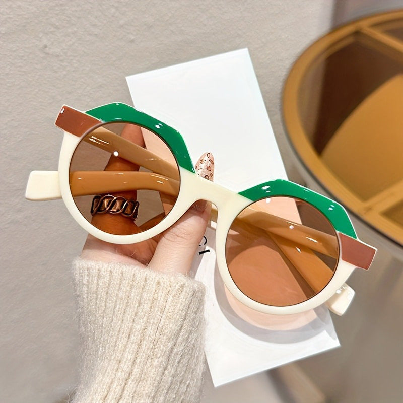 Damen extravagante runde Sonnenbrille mit farblich akzentuiertem Rahmen Karnz