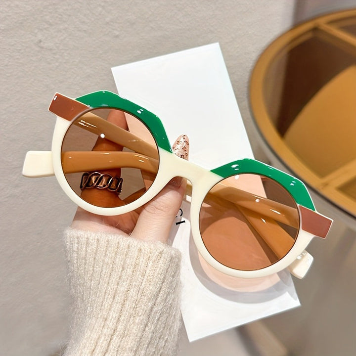Damen extravagante runde Sonnenbrille mit farblich akzentuiertem Rahmen Karnz