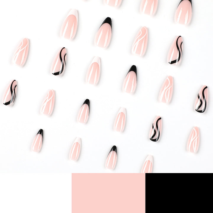 Elegante Künstliche Nagelkunst mit geschwungenen Designs und Akzenten Karnz
