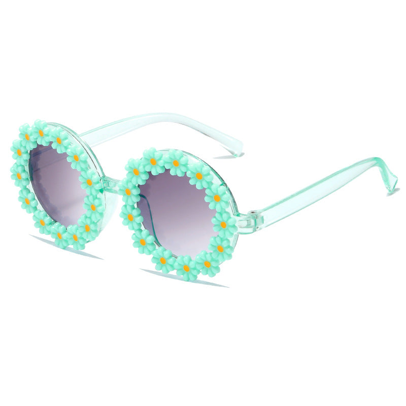 Damen stylische Sonnenbrille mit floralen Applikationen Karnz