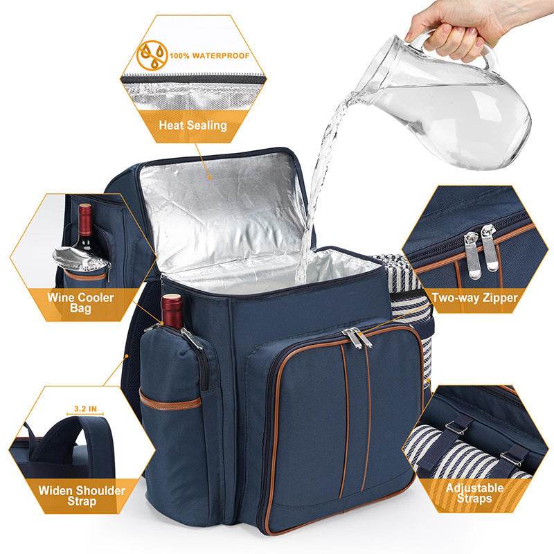 Gourmet Picknick Rucksack mit Geschirr und Kühlfach Karnz