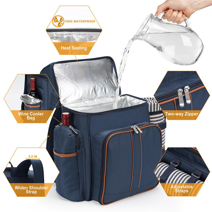 Gourmet Picknick Rucksack mit Geschirr und Kühlfach Karnz