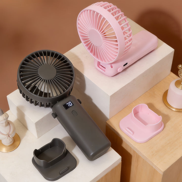 Damen Tragbarer Handventilator mit digitaler Geschwindigkeitsanzeige und USB-Ladefunktion Karnz