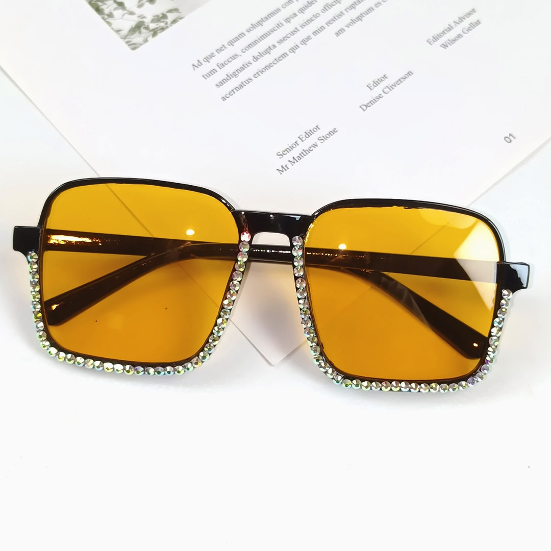 Damen Glamouröse Sonnenbrille mit funkelndem Strass-Besatz Karnz