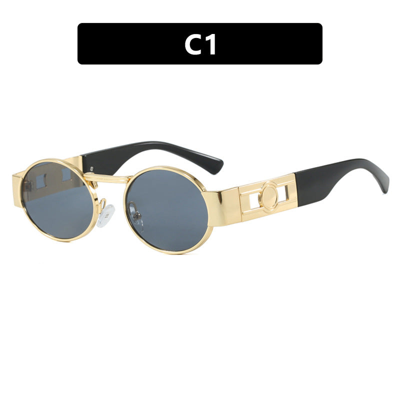 Damen runde Sonnenbrille mit modischem Metallrahmen und UV-Schutz Karnz