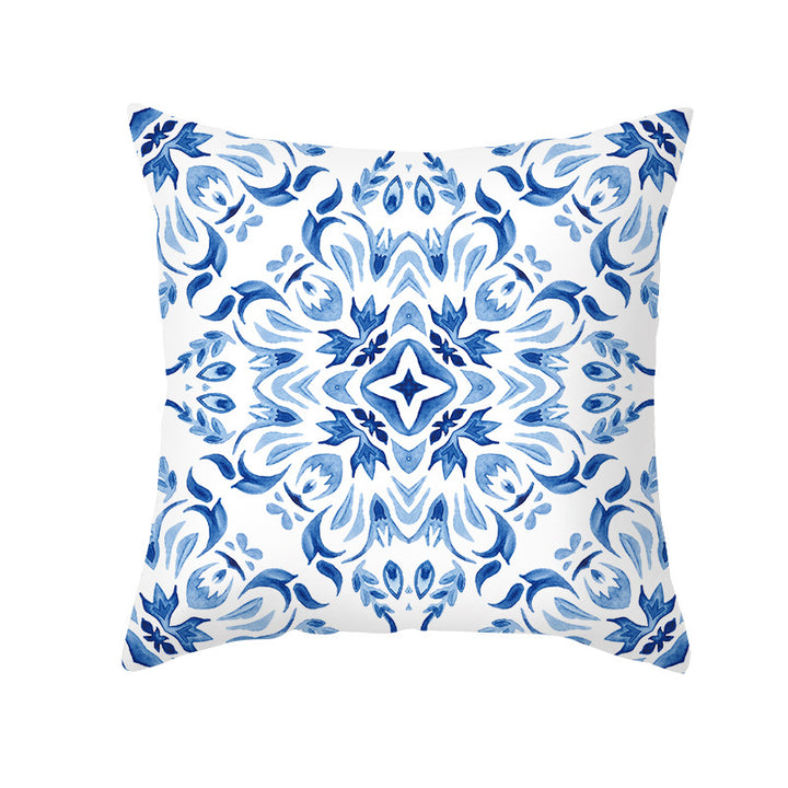 Mediterrane Mandala Baumwoll-Leinen Kissenbezug