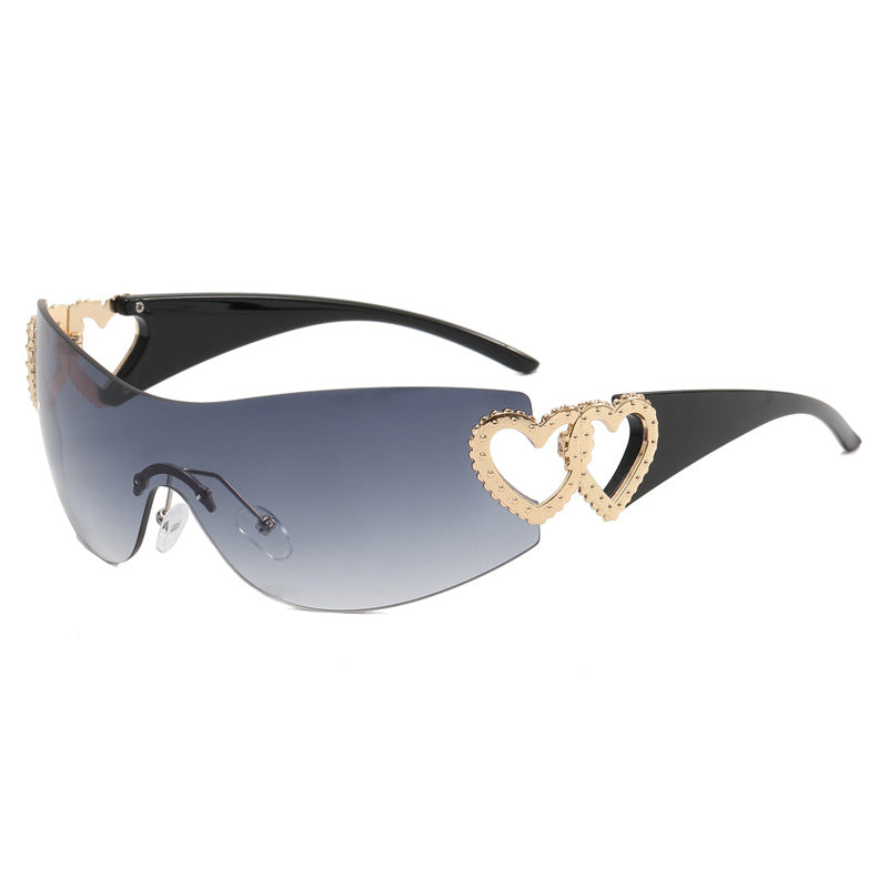 Damen Fashion-Sonnenbrille mit Herz-Applikationen Karnz