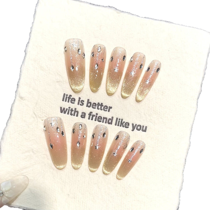Glitzerndes Press-On Nagelkunst-Set mit Strassakzenten