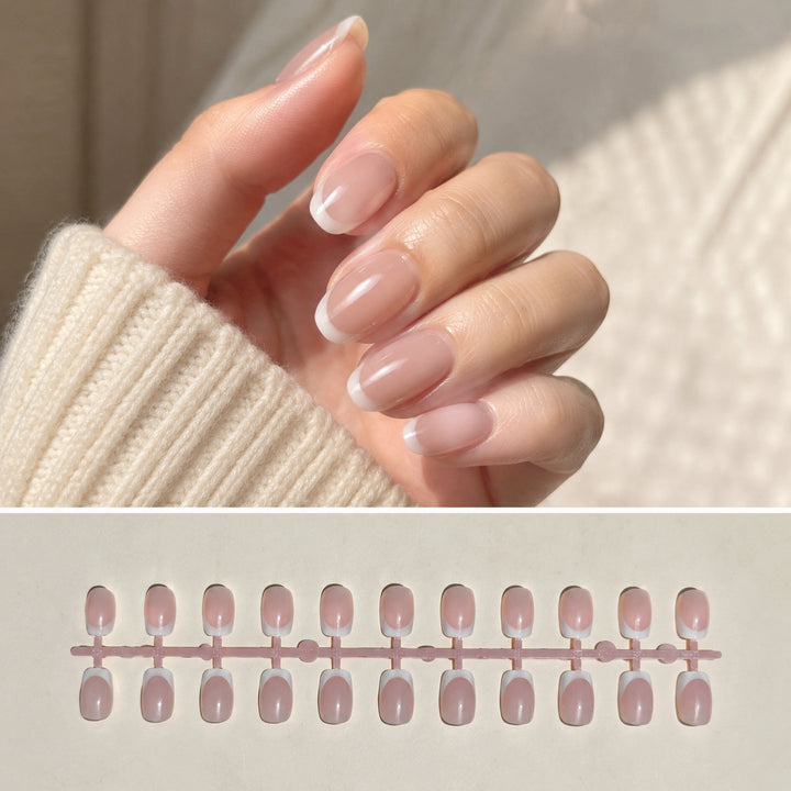 Chic Französisches Tip Press-On Nagelkunstset Karnz