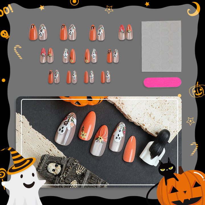 Gruselige Kürbis- und Gespenster-Nagelkunst-Set