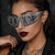 Damen futuristische Design-Sonnenbrille mit einzigartigem Dekor Karnz