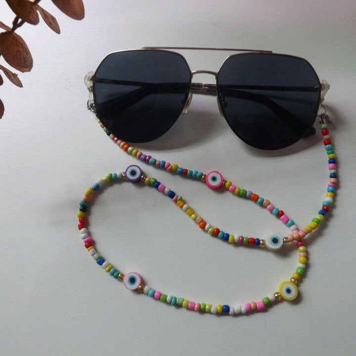 Bunte Brillenhalterkette mit Augenmotiven Karnz