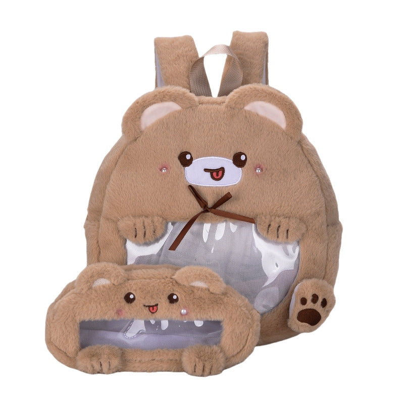 Plüsch-Kinderrucksack mit Tiermotiv und Praktischem Sichtfenster Karnz