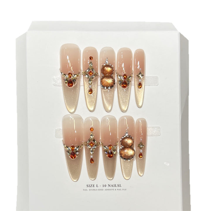 Dekorativer Stiletto Press-On Nagelset mit Edelsteinakzenten Karnz 1788224085