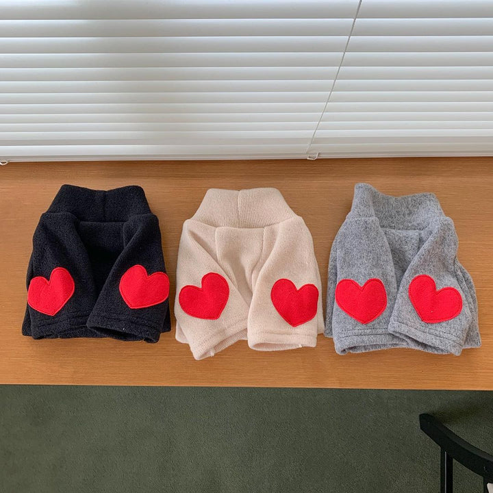 Klein Hund Leichtgewicht Baumwollmischung Rundhals Pullover mit roten Herz-Seitennähten