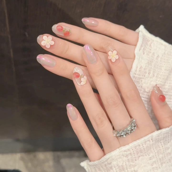 Blumengemusterte Press-On Nagelset