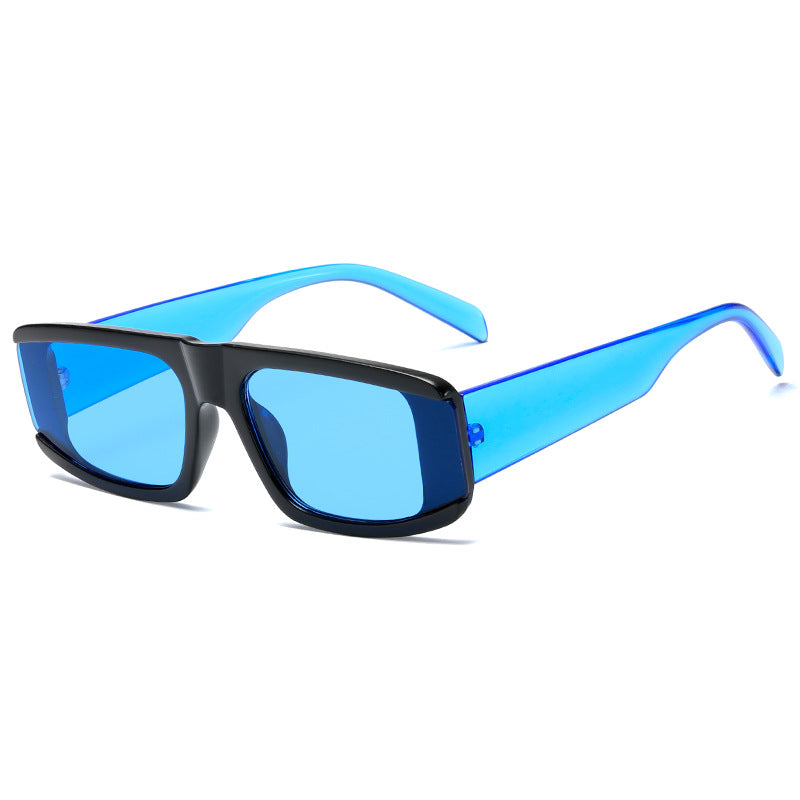 Damen modische Sonnenbrille mit futuristischem Design und transparenten Rahmen Karnz