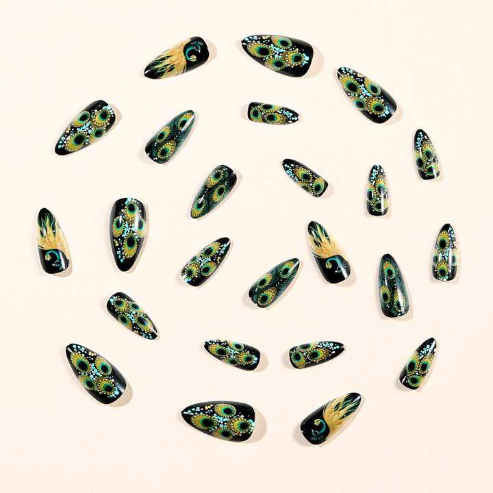 Pfau-inspiriertes 3D-Nail Art Set Karnz