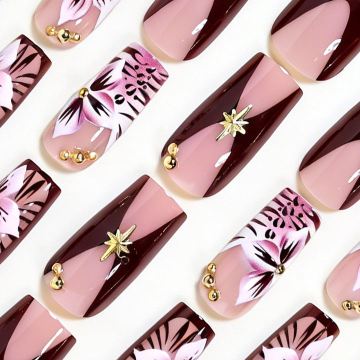 Blumenakzente Stiletto Drucknägel Karnz