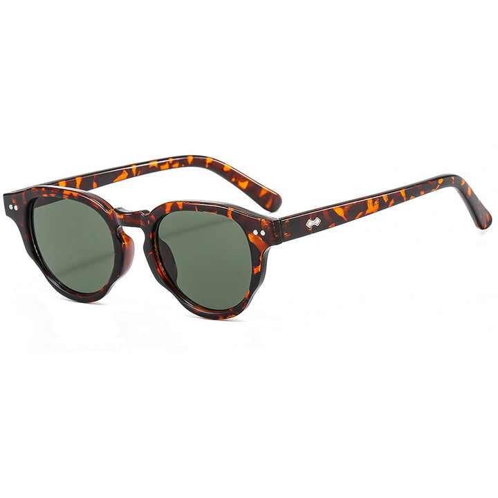 Damen modische Sonnenbrille mit ovalem Rahmen und grünem Glas Karnz