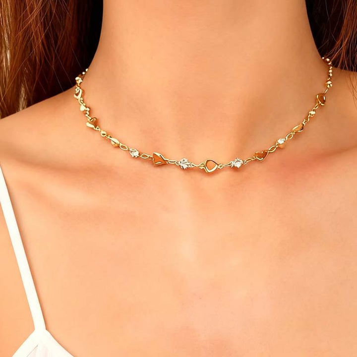 Herzförmiges Edelstein Choker Halskette Karnz