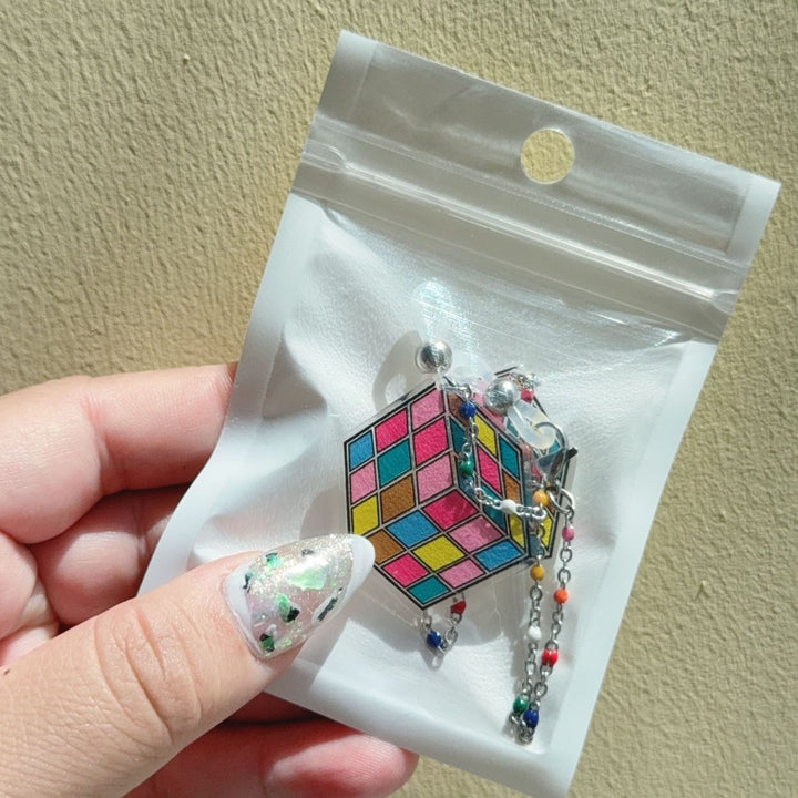 Bunte Rubik's Cube Ohrhänger Karnz