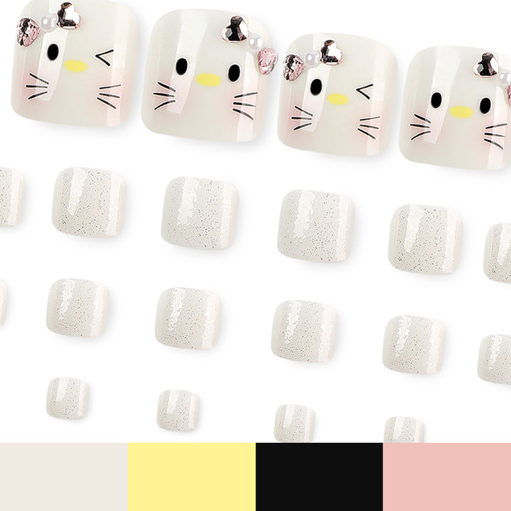 Kunstvolle Fußnagelgestaltung mit niedlichem Katze-Motiv Karnz