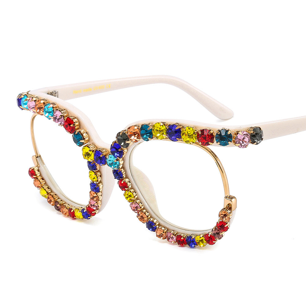Damen Glamouröse Cat-Eye-Sonnenbrille mit funkelndem Kristallbesatz Karnz