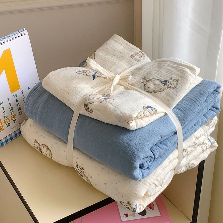 Mull-Baumwolle Baby-Wickeldecke Set mit Panda-Print und atmungsaktiver Gaze-Schicht