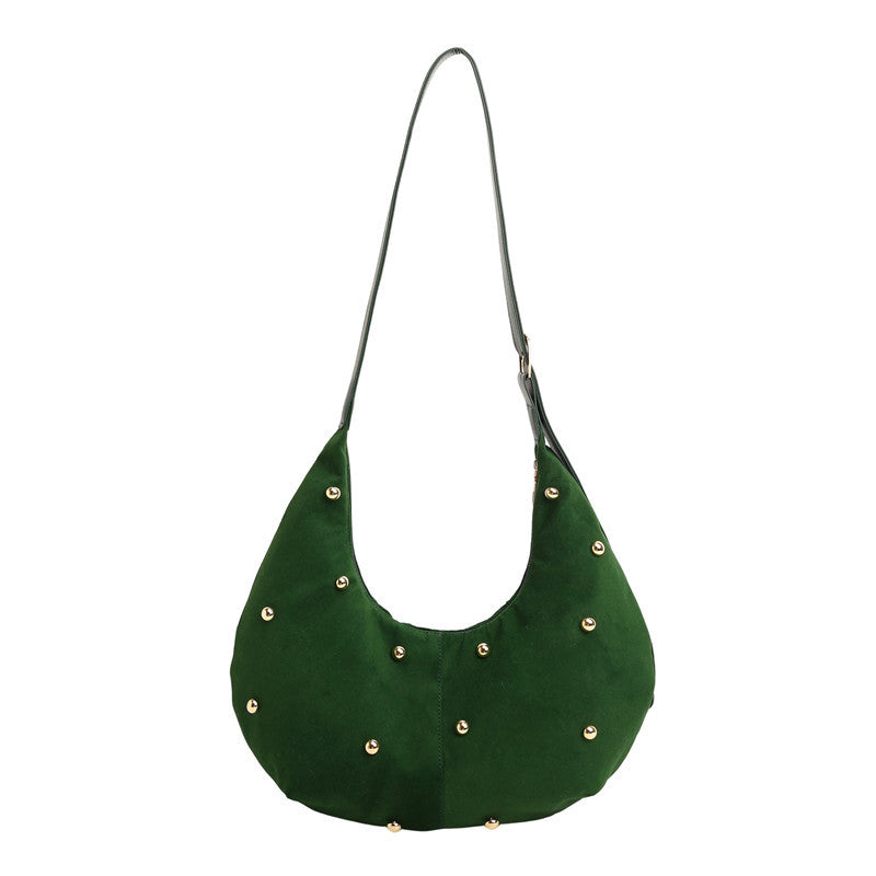 Texturiertes Wildleder Hobo Bag mit dekorativen Nieten Karnz