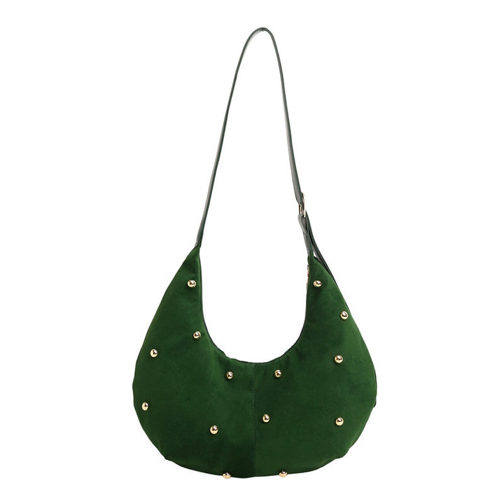 Texturiertes Wildleder Hobo Bag mit dekorativen Nieten Karnz