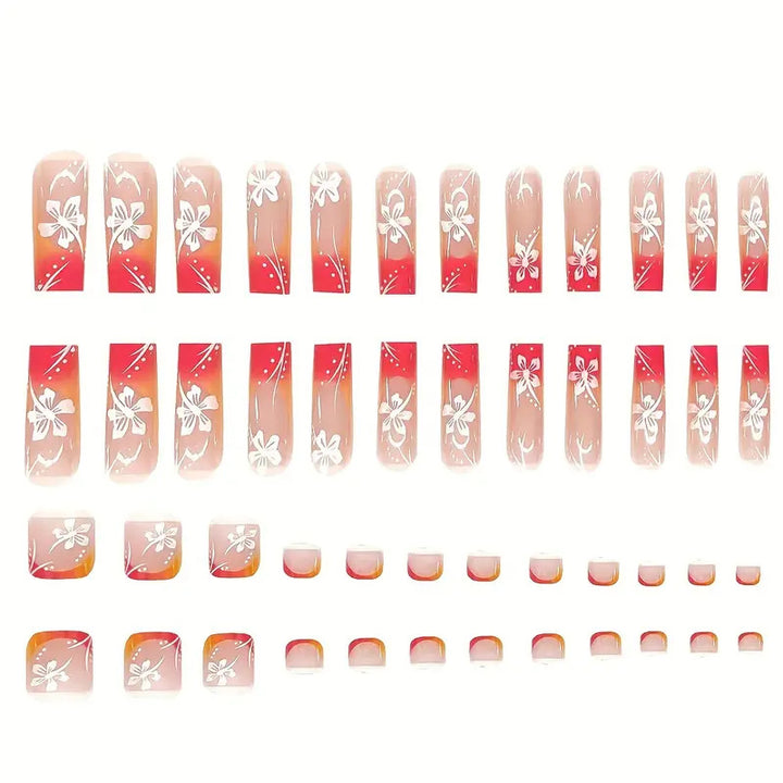 Vibrantes Farbverlauf Press-On Nagelkunst Set Karnz