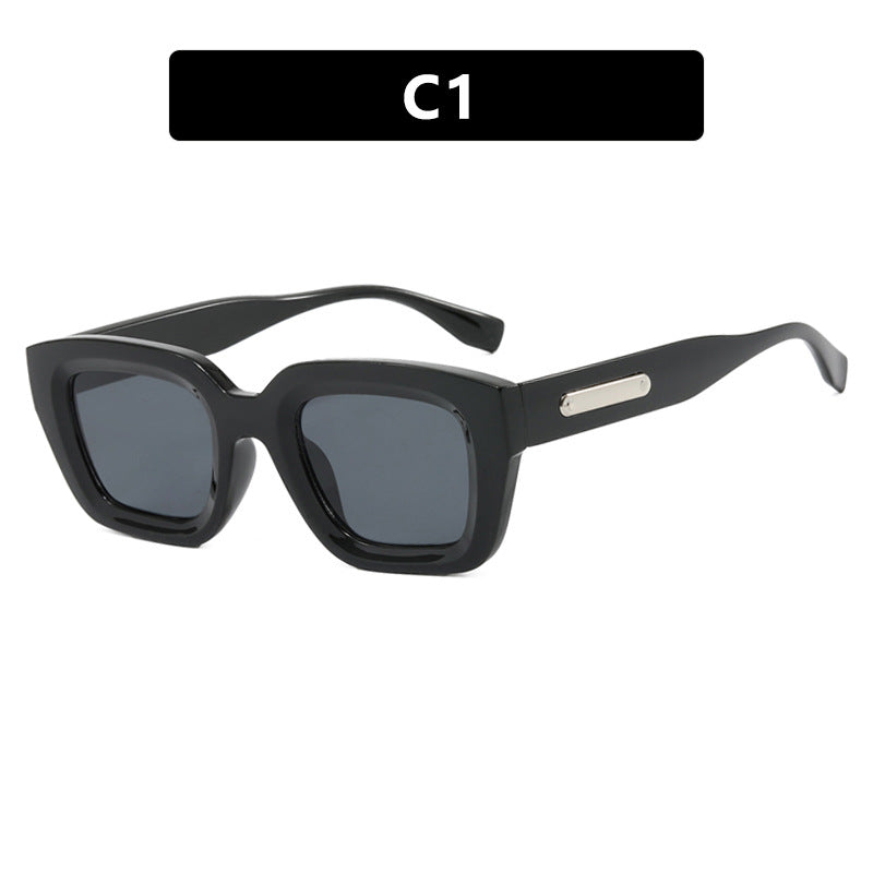 Damen quadratische Sonnenbrille mit transparentem Rahmen und braunen Gläsern Karnz