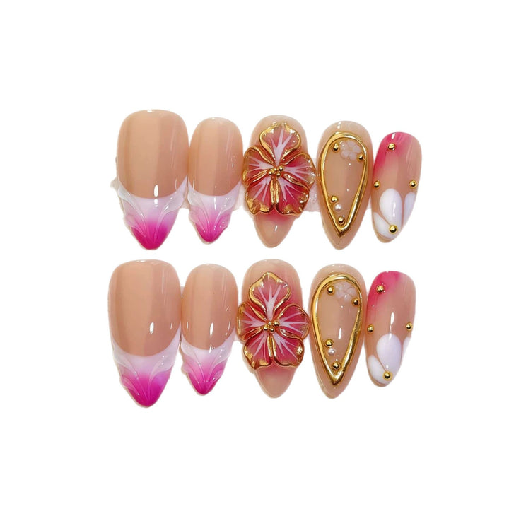 Floral Accent Press-On Nail Art Set  1791774267